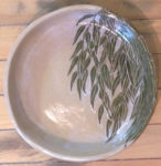 Stoneware bowl, sgraffito carved willow design