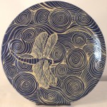 Ceramic plate, dragonfly design