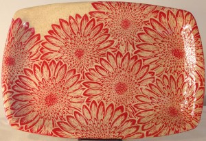 Ceramic platter, mums design