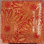 Ceramic plate, mums design