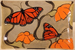 Ceramic platter, monarch butterfly design