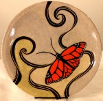 Ceramic plate, monarch butterfly design