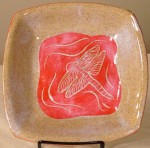 Stoneware bowl, dragonfly design