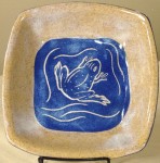 Stoneware bowl, frog design