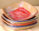 Stoneware bowls, stacked