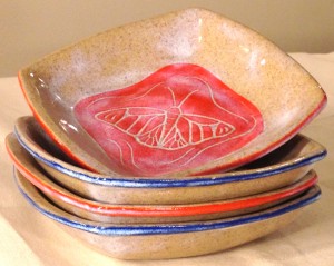Stoneware bowls, stacked