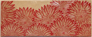 Ceramic wall tile, red mums