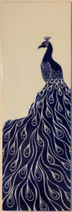 Ceramic wall tile, peacock design