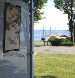 Harbor view from the Frog Song Designs booth at the 2017 Bar Harbor Fine Arts Festival