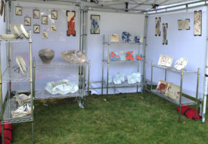 Frog Song Designs booth display at the summer 2017 Bar Harbor Fine Arts Festival