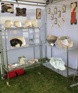 Frog Song Designs booth display, summer 2017 Bar Harbor Fine Arts Festival
