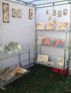 Frog Song Designs booth display at the 2017 Laudholm Nature Crafts Festival; Wells, Maine