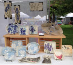 Frog Song Designs booth display at the Norwich Farmers Market, Norwich, Vermont