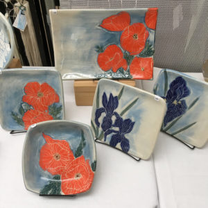 Frog Song Designs booth display at the Norwich Farmers Market, 2017 Holiday Market