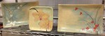 Stoneware tableware, sgraffito carved floral designs