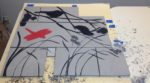 Backsplash tiles, sgraffito carving process