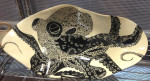 Stoneware bowl, sgraffito octopus design