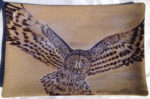 Ceramic platter, sgraffito great grey owl