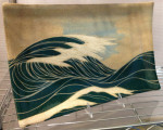 Ceramic platter, sgraffito seascape design