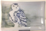 Ceramic platter, sgraffito snowy owl