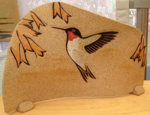 Sculptural tile, hummingbird