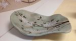 Blossoms dish, sgraffito carved stoneware
