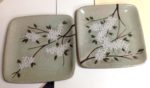Blossoms plates, sgraffito carved stoneware