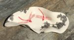 Stoneware bowl, sgraffito carved dragonflies motif