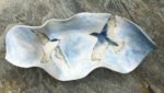 Stoneware bowl, sgraffito carved design of swallows in flight
