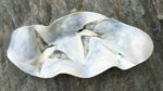 Stoneware bowl, sgraffito carved design of swallows in flight