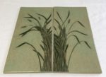 Ceramic tiles, sgraffito carved grasses design