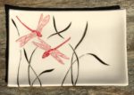 Rectangular stoneware platter, dragonflies design