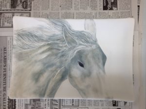 Photo of work in progress, glazing