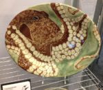 Oval platter, sgraffito carved octopus motif