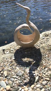 Clay sculpture, double bird form