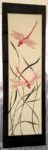 Hanging tile, sgraffito carved dragonfly and grasses design