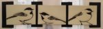 Triptych tile, sgraffito carved chickadee motif