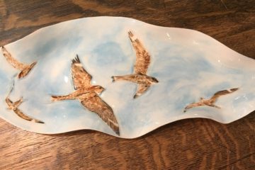 Stoneware bowl, nighthawks motif