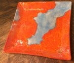 Stoneware platter, poppies motif