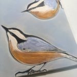 Clay tile with nuthatch - work in progress