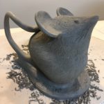 A sculpted stoneware mouse, work in progress