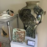 Stoneware owl vase