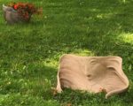 Sculptural tile installed outdoors