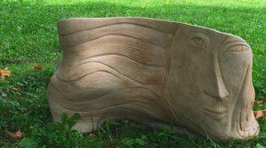 Sculptural tile installed outdoors