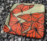 Stoneware plate, monarch butterflies motif