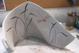 Stoneware tile, work in progress