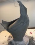 Sculpture in progress, raven form