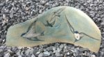 Decorative clay tile with swallows motif