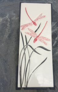 Decorative ceramic tile, dragonfly motif