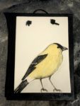Ceramic tile, goldfinch design